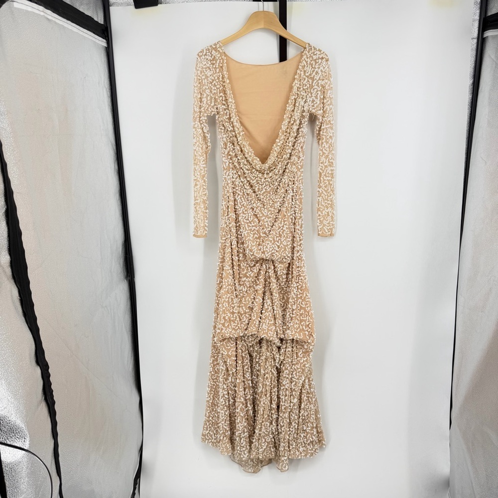 ASOS Edition BRIDAL‎ All Over Embellished sequins Long Sleeve Maxi Dress sz 4